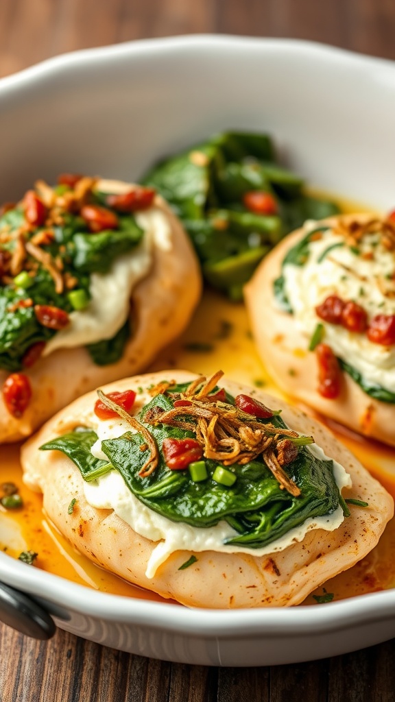 Savory Italian stuffed chicken breast with spinach and cheese