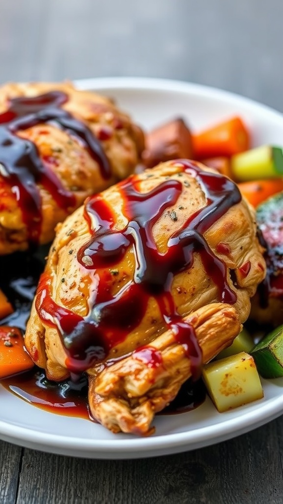 Slow Cooker Balsamic Glazed Chicken with vegetables