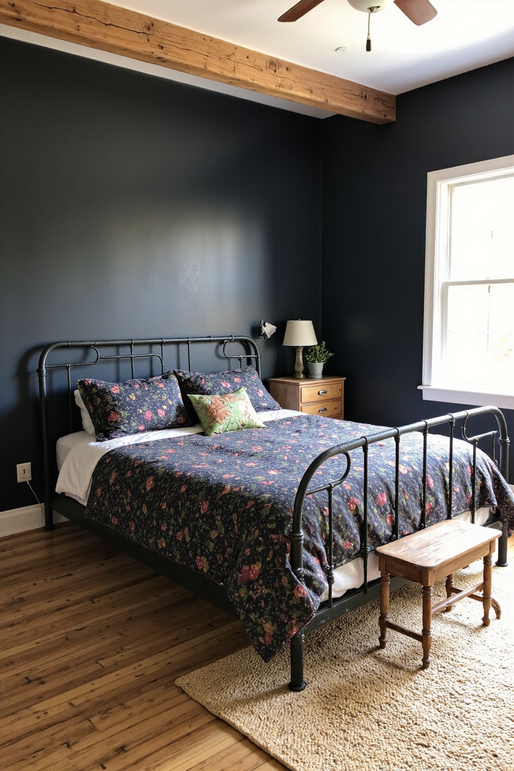 black bedroom decor, black bedroom ideas, rust and black bedroom ideas, boho black bedroom ideas, black sheets bedroom ideas