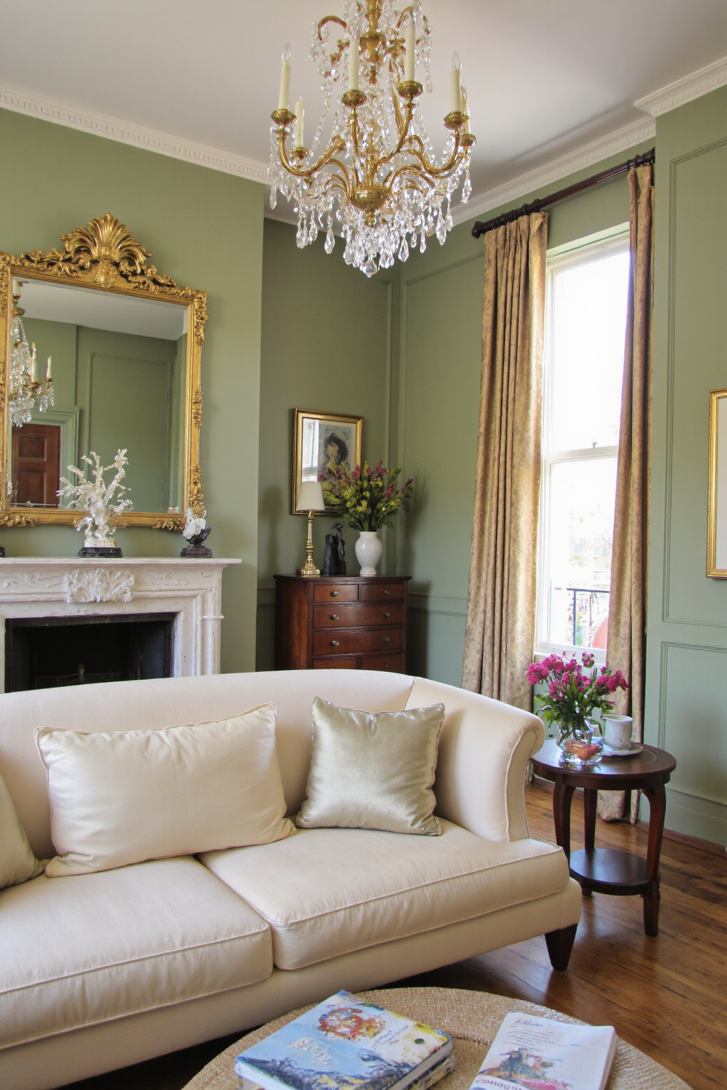green living room decor, sage green living room ideas, sage green walls living room, green tropical living room, living room color wall ideas
