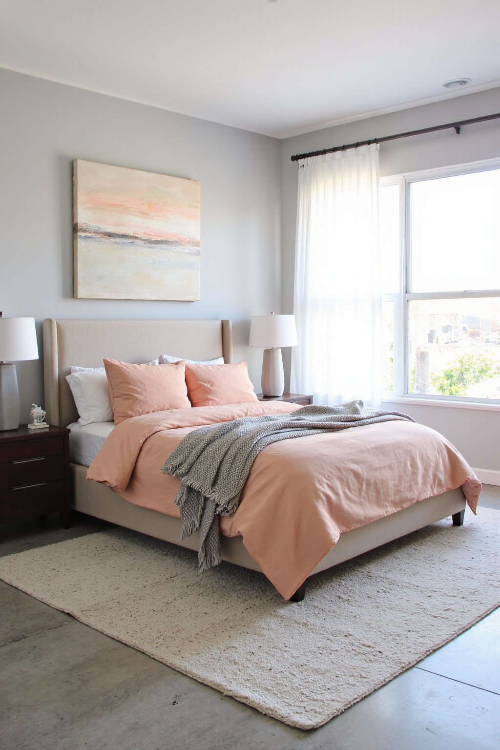 orange bedroom, orange bedroom ideas, bedroom color combination, teal bedroom, sunset colors bedroom