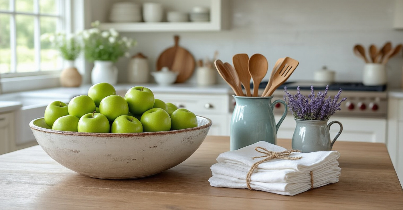 kitchen island decor, kitchen island decor ideas, elegant kitchen island decor, countertop decor, farmhouse kitchen design