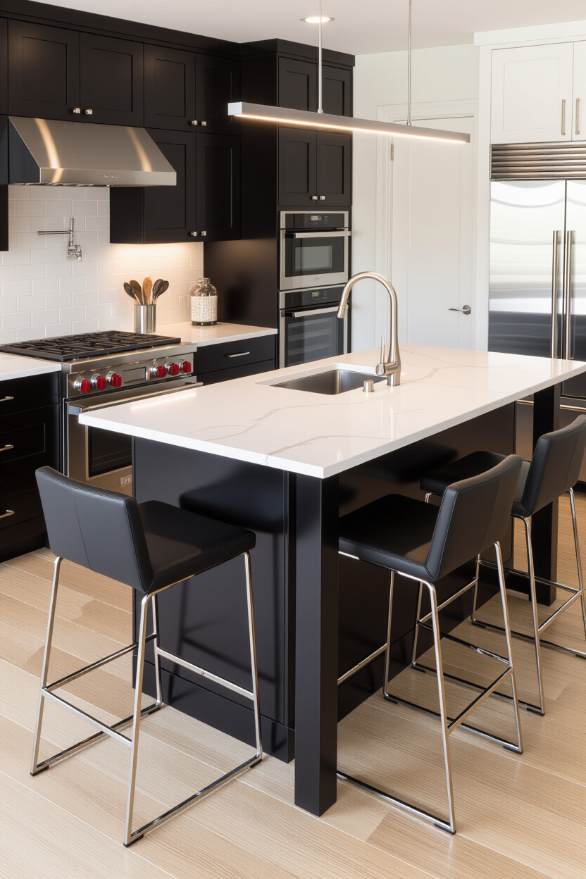 modern kitchen island, small kitchen island, kitchen island styling, add island to kitchen, kitchen table staging