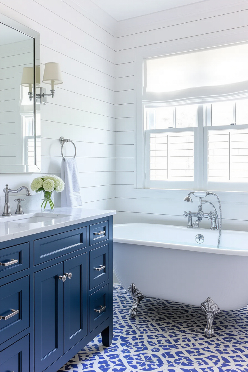 master coastal bathroom, coastal bathrooms, coastal shower tile ideas, coastal bathroom decor ideas, coastal style bathroom ideas