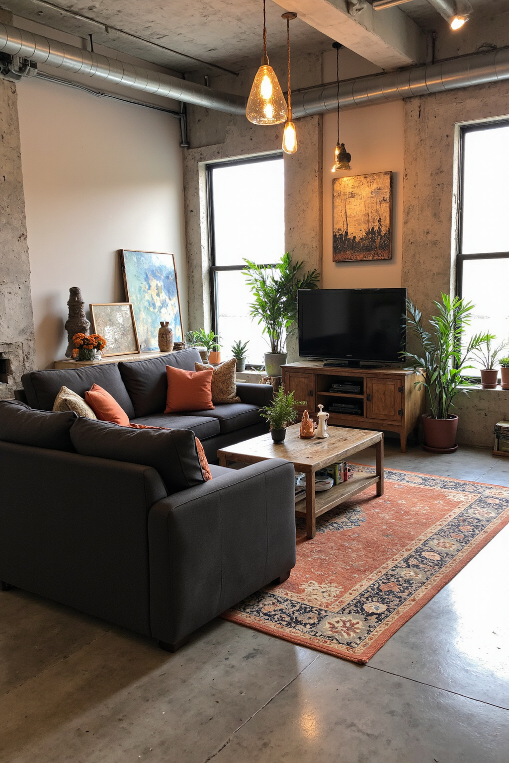 industrial living room, industrial living room design, cozy modern industrial living room, industrial loft living room, modern industrial living room ideas