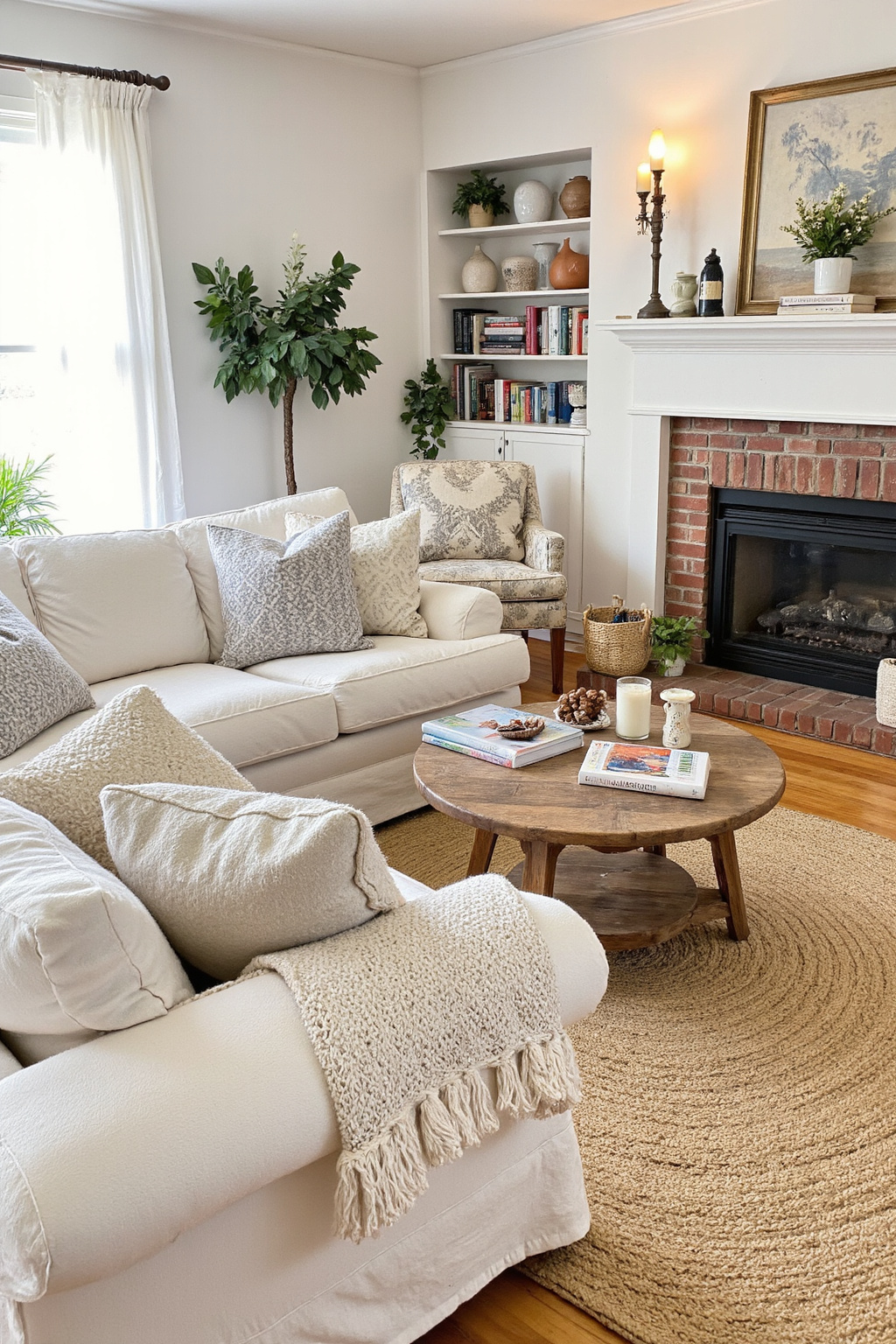 cozy living room design, cozy living rooms, outdoorsy living room, cute farmhouse living room ideas, alcove ideas living room