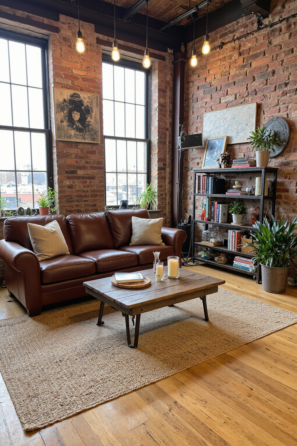 modern industrial living room, industrial living room design, boho industrial living room, warm industrial living room, industrial lake house decor