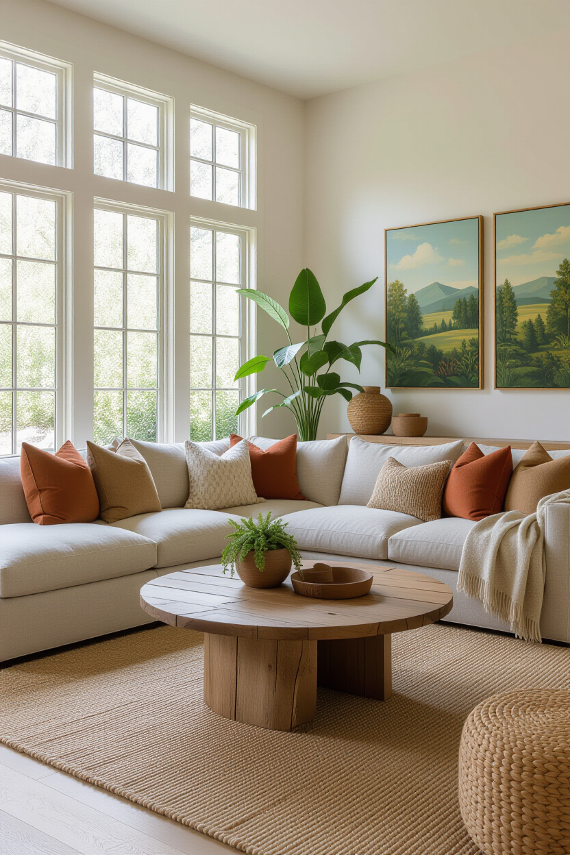 cosy living room, earthy living room, lighting ideas living room lamps, earthy boho living room, alcove ideas living room