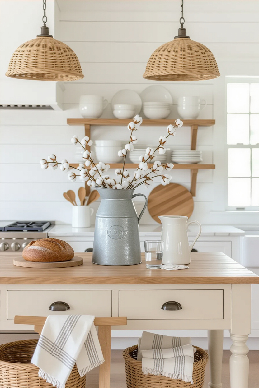 farmhouse kitchen island, kitchen island decor ideas, kitchen counter decor fruit bowl, middle island kitchen decor, table decor kitchen
