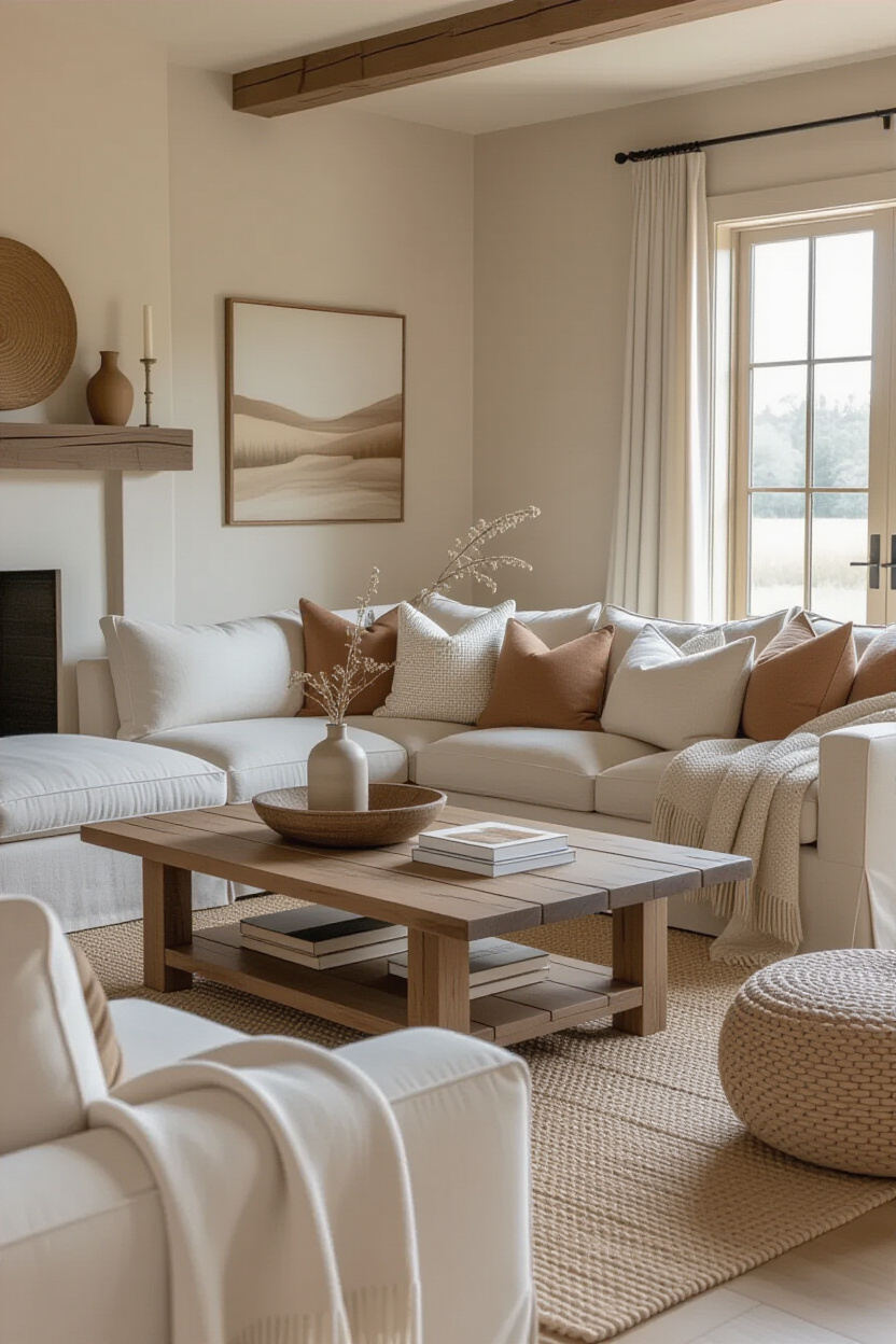beige living rooms, living room inspo, warm neutral paint colors, cozy living rooms, best neutral living room paint colors