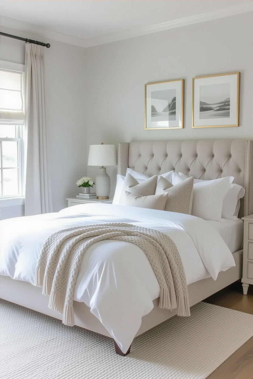 paint color inspiration, neutral bedroom, neutral queen bedroom ideas, natural beige bedroom, tan and white bedroom aesthetic