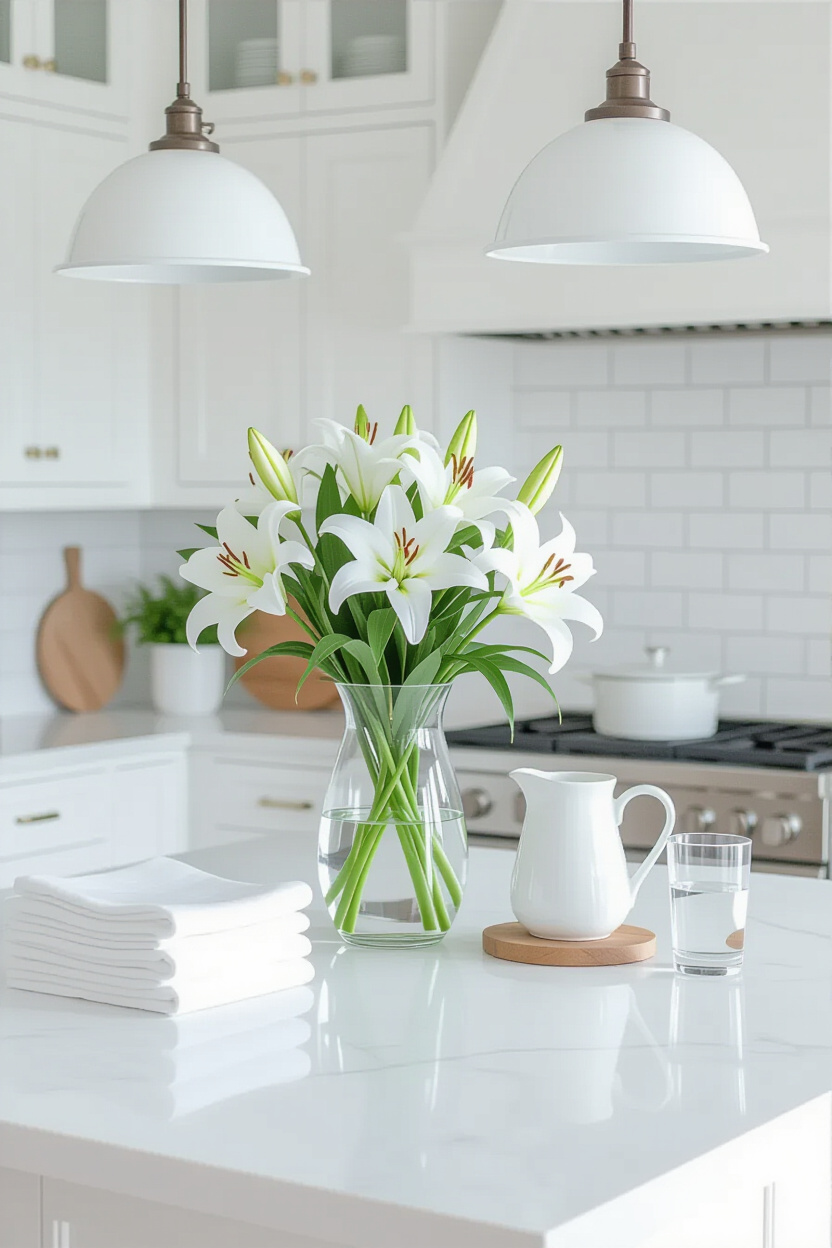 farmhouse kitchen island, farmhouse kitchen design, island centerpiece ideas, island decor, kitchen island centerpiece ideas
