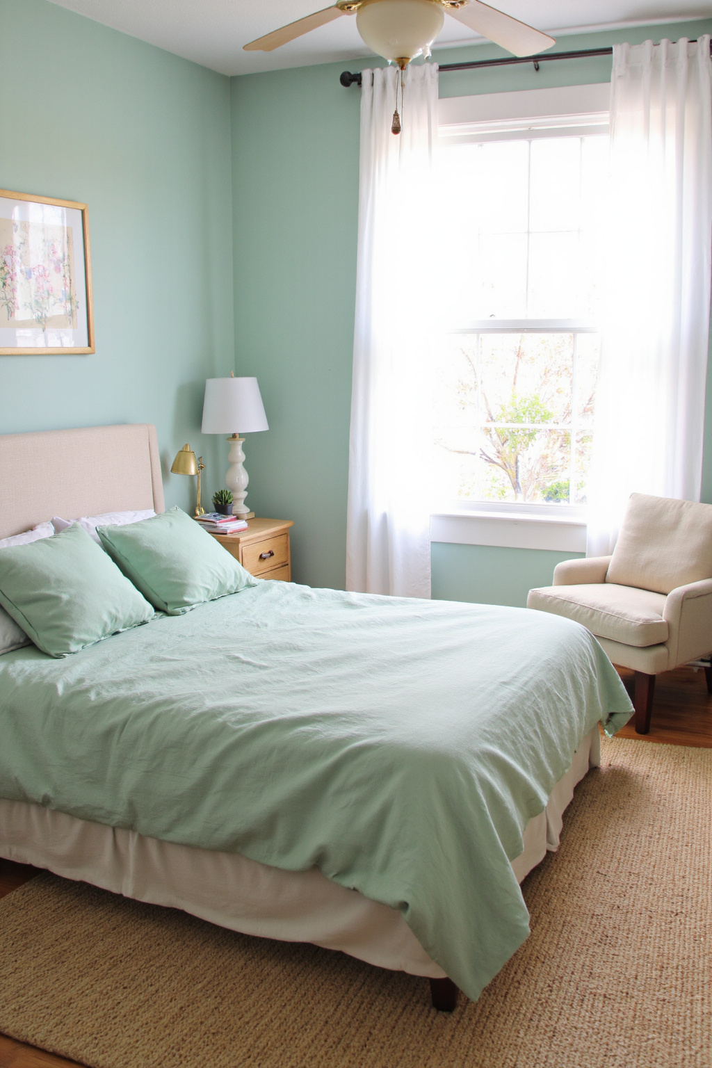 mint green bedroom walls, mint green bedroom, seafoam green bedroom, mint green wall bedroom, pastel bedroom ideas