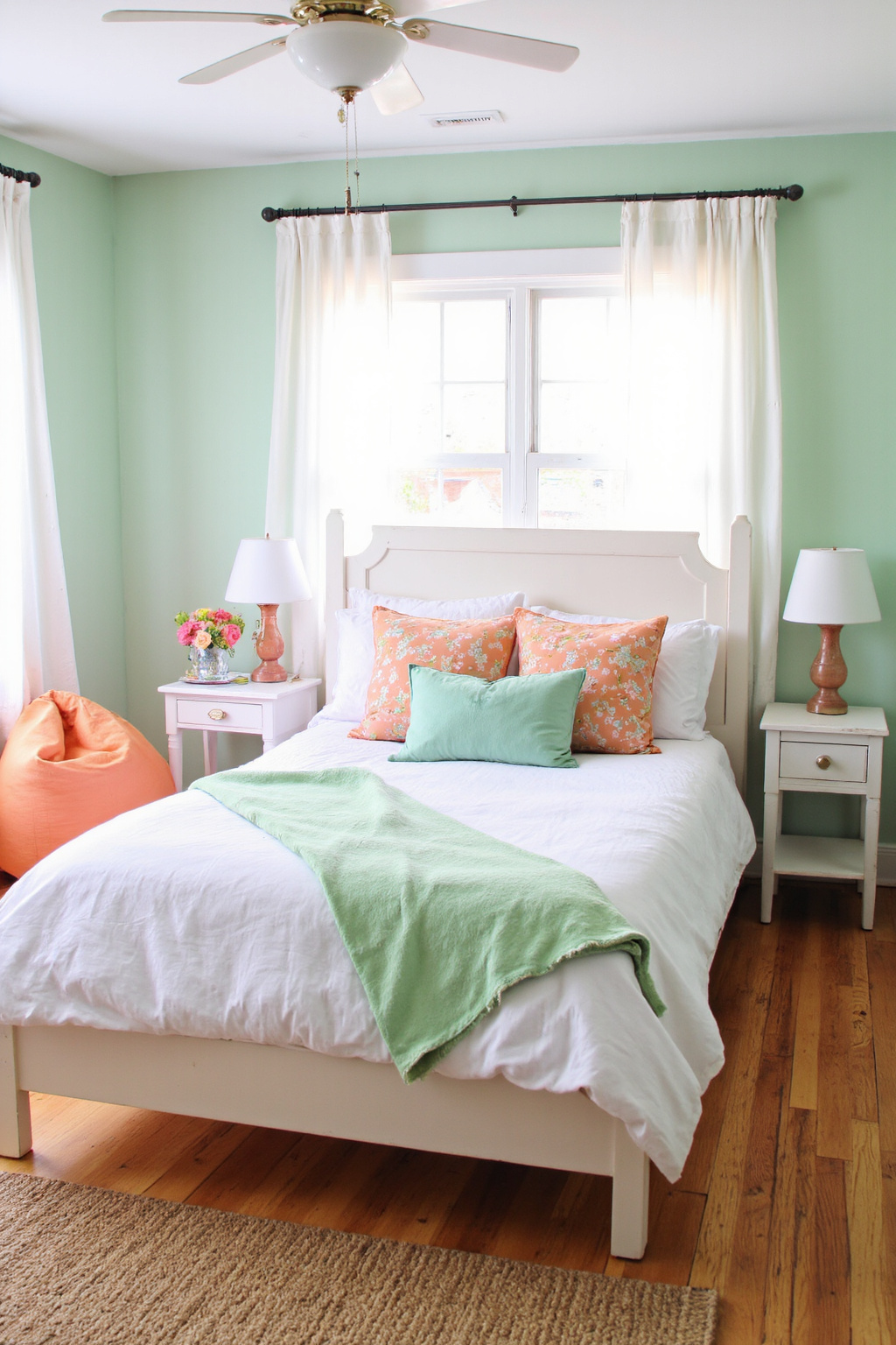 mint bedroom, mint green rooms, bedroom green, bedroom mint green, mint and peach bedroom