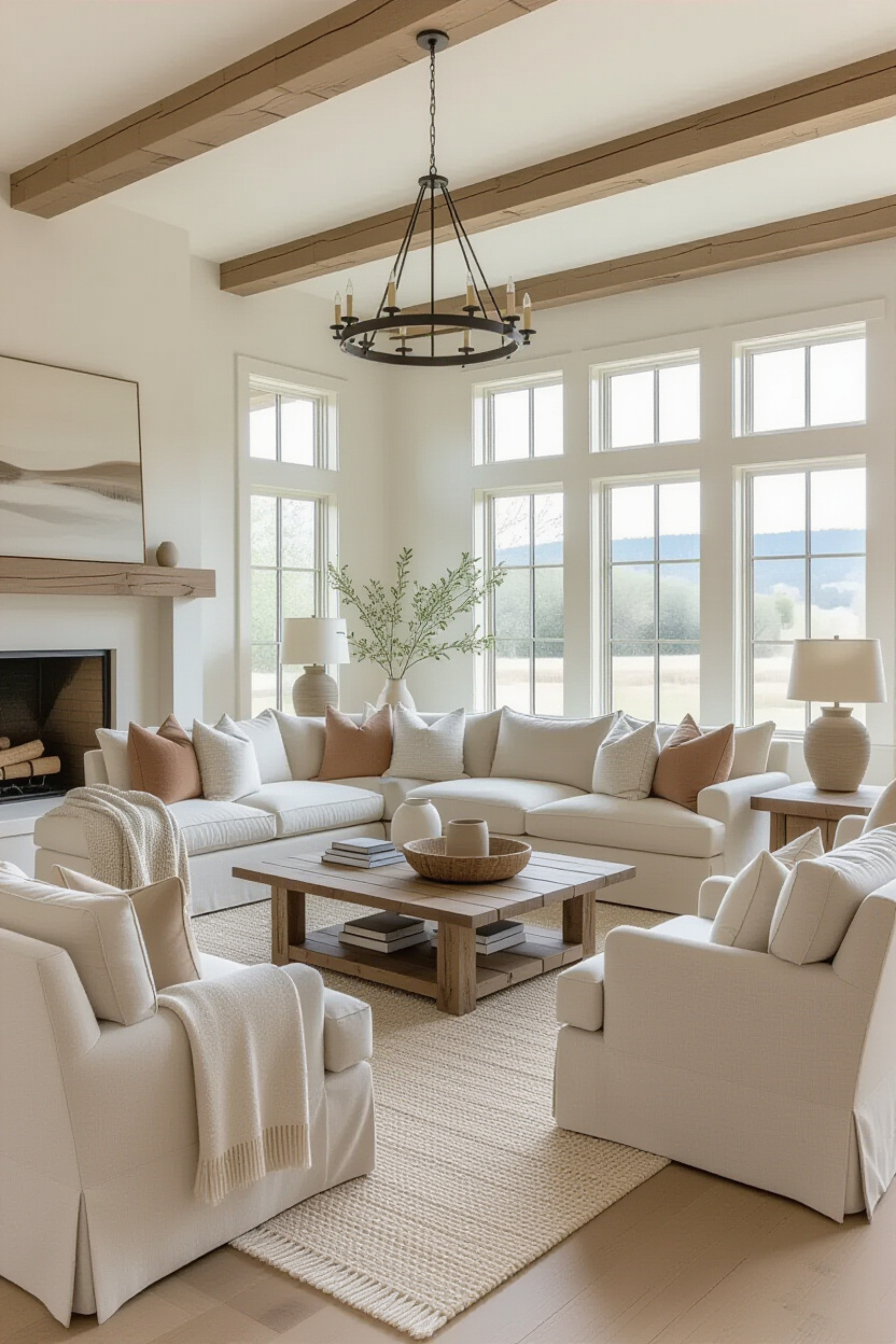 beige living rooms, living room wall color, living room colors, farmhouse living room color ideas, light color living room paint