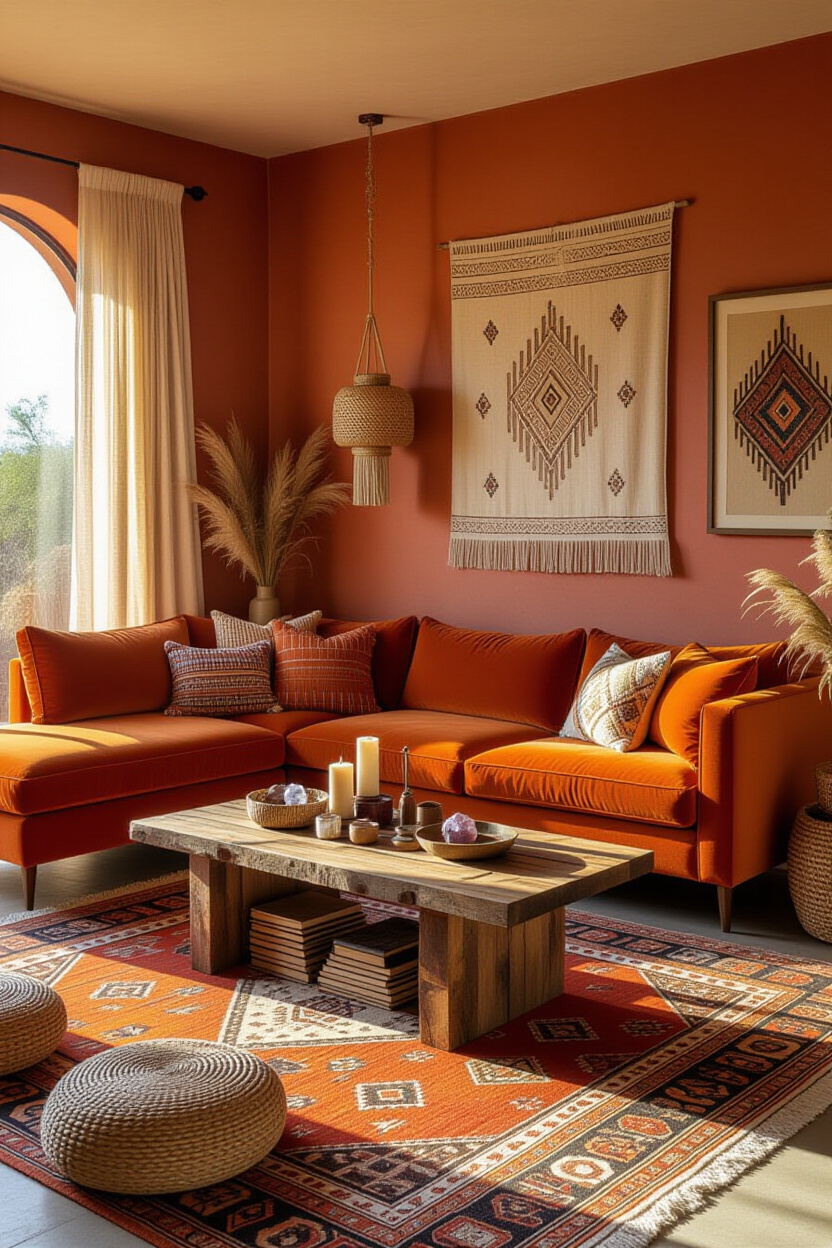 cozy living room warm, cozy living room design, earthy living room decor ideas, cosy living room ideas warm colours, living room decor retro