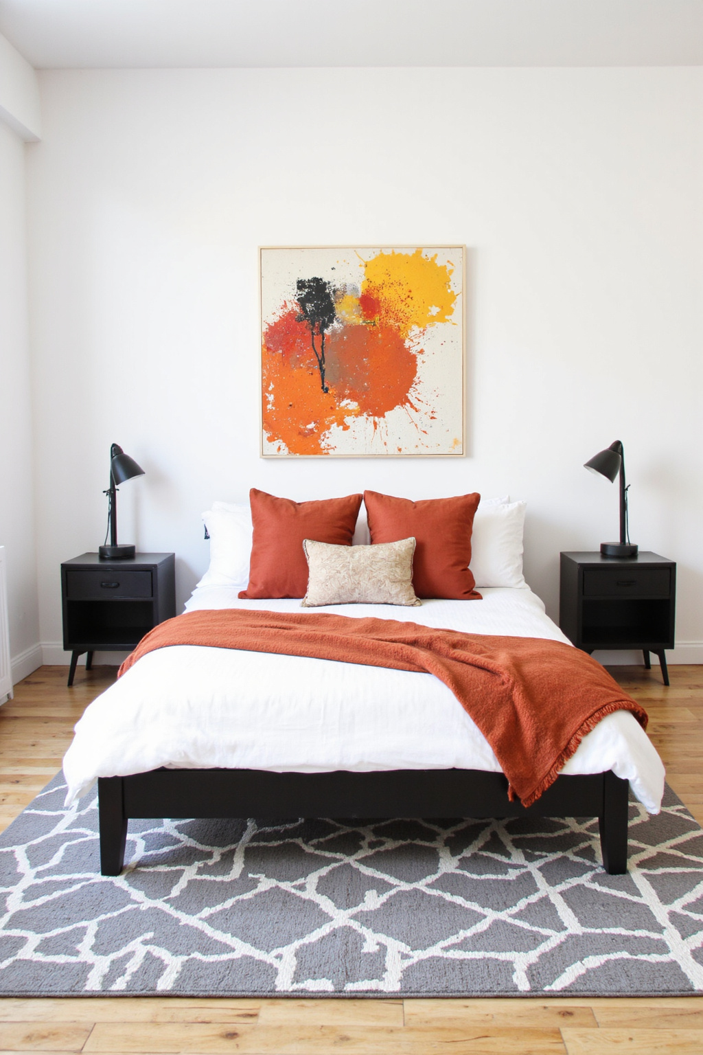 bedroom orange, burnt orange bedroom, boho bedroom decor burnt orange, burnt orange bedroom decor ideas, burnt orange themed bedroom