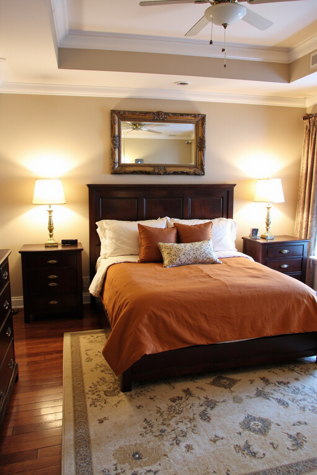 burnt orange bedroom, bedroom burnt orange, burnt orange guest bedroom, burnt orange and gold bedroom, burnt orange living room