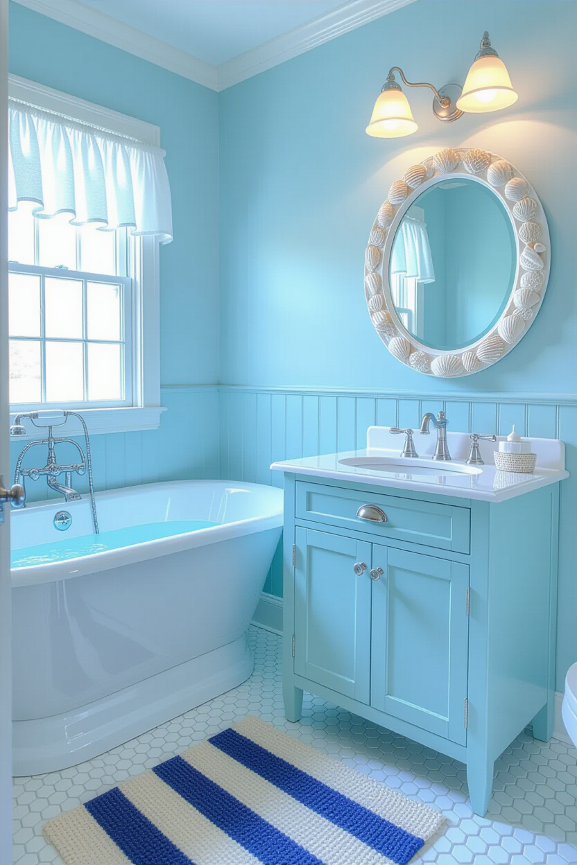 coastal cottage bathroom, beach house bathroom, coastal shower tile ideas, coastal bathroom decor ideas, coastal style bathroom ideas