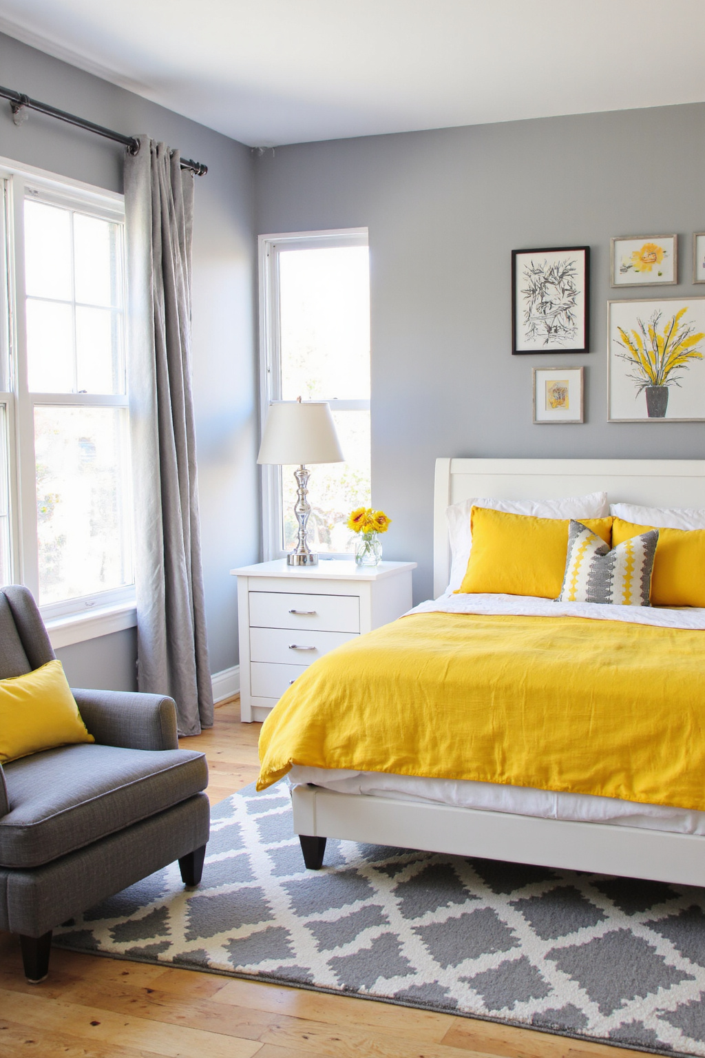 grey headboard bedroom color schemes, grey bedroom accent color ideas, bedroom paint with accent wall, gray blue bedroom paint, grey bedroom ideas with pop of color