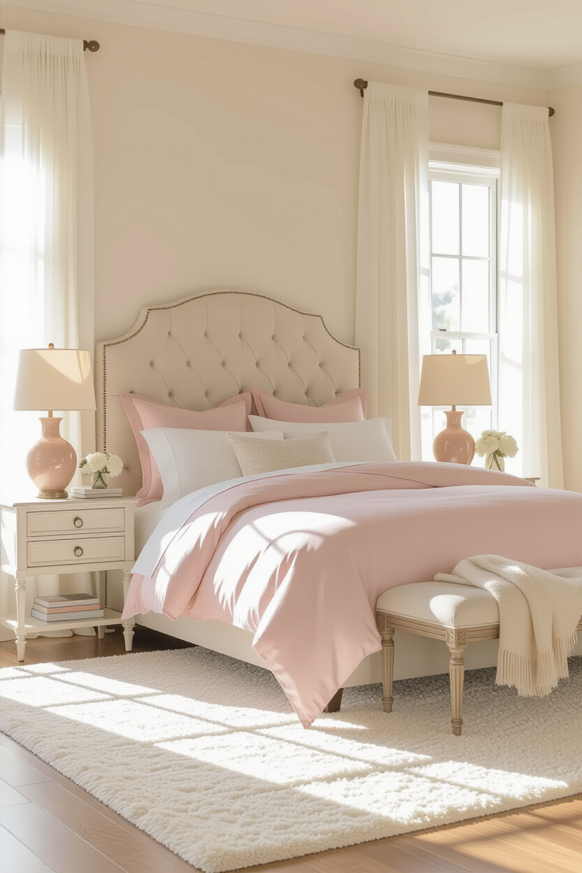 elegant bedroom, luxurious bedrooms, bedroom decor cozy, luxury pink bed, modern airy bedroom