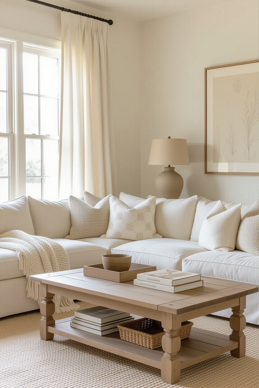 neutral living rooms, neutral living room ideas, neutral living room cloud couch, bohemian living room, neutral and charcoal living room
