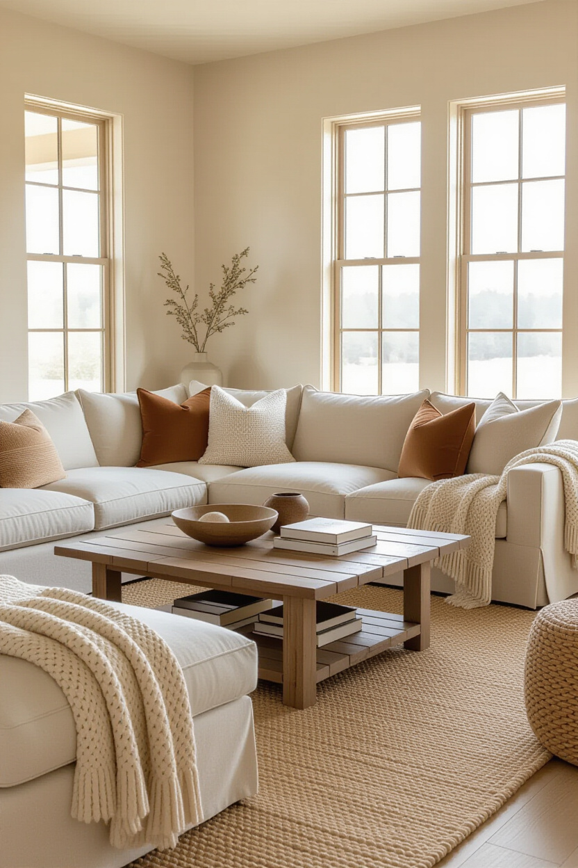 neutral living rooms, decor home living room, family room inspo cozy, neutral decor living room, neutral country living room