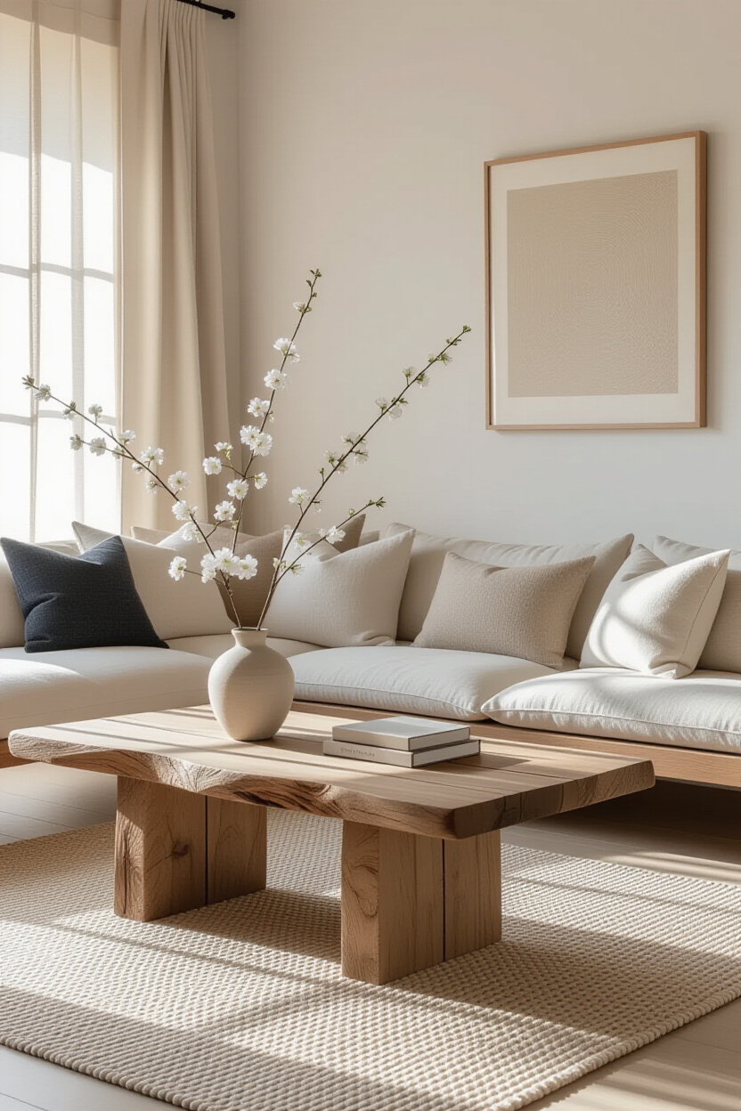 japandi living room, japandi decor, moody wall decor ideas, plant living room aesthetic modern, japandi home decor