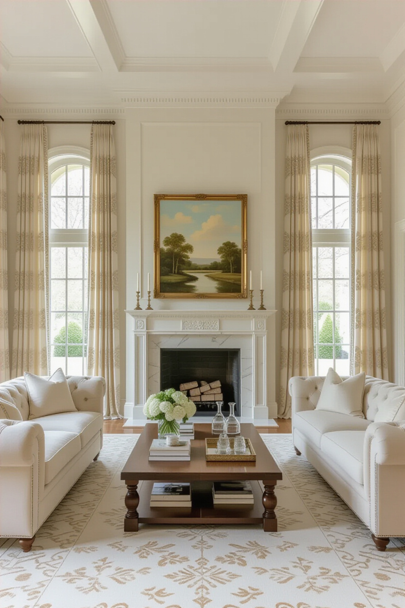 modern classic living room, living room inspo, cosy interior design living room, living room vintage modern rustic, interior design living room neoclassical