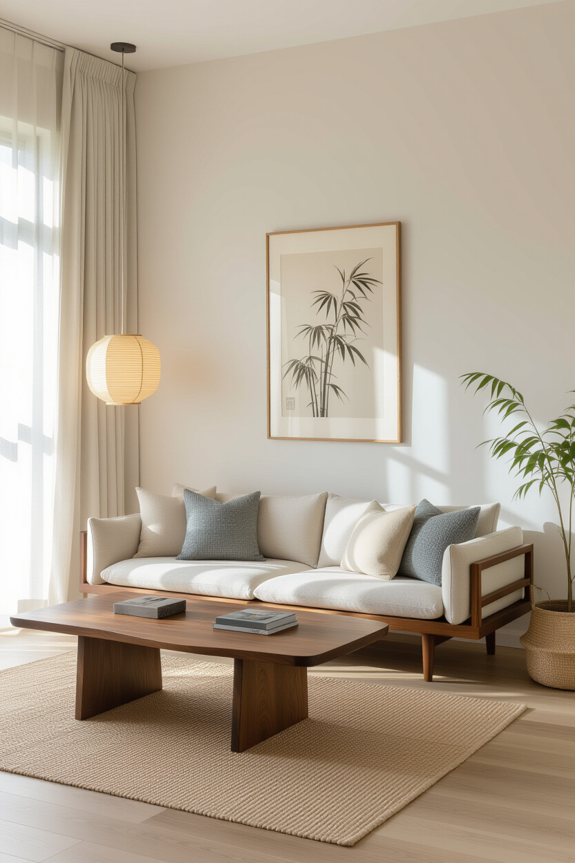 japandi decor, japandi design, japanese inspired house interior, japandi inspired living room, living room decor apartment