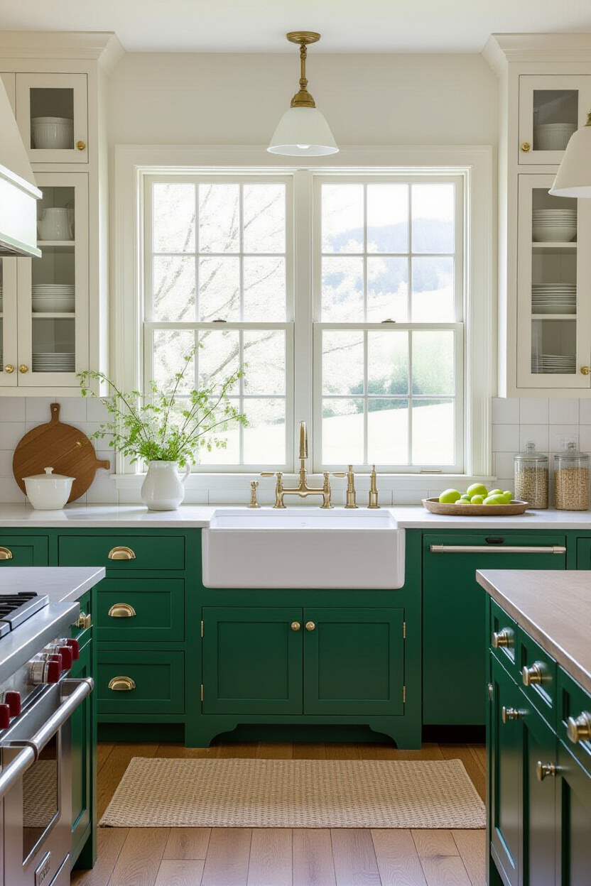 painted kitchen cabinets colors, two tone kitchen cabinets, oak kitchen cabinets, aged white kitchen cabinets, natural wood and green kitchen cabinets