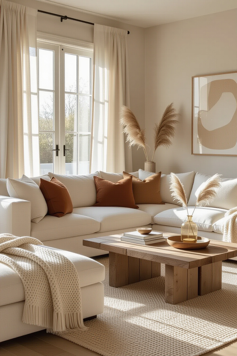 home design living room, bohemian living room, wooden aesthetic living room, minimalistic decoration living room, garden theme living room