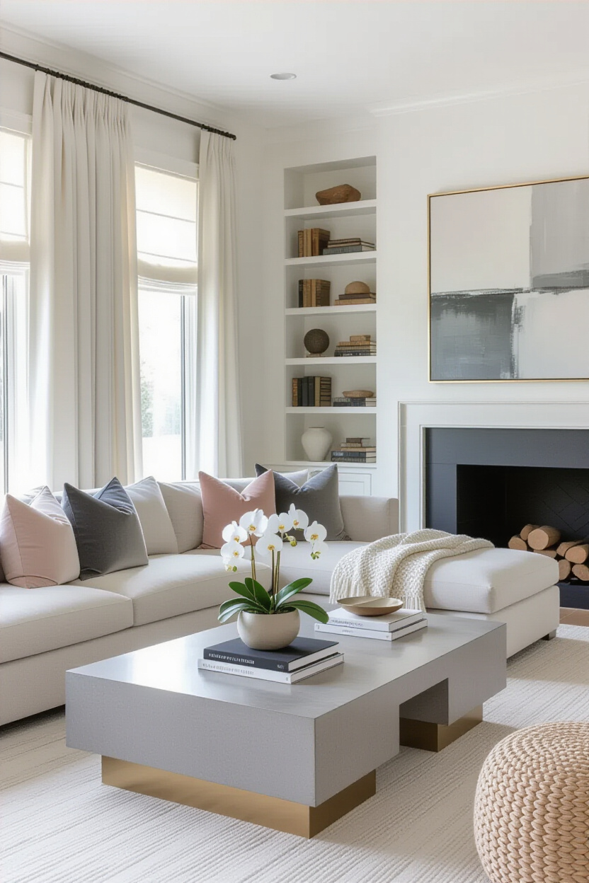 glam living room, elegant living room decor, chic living room, elegant living room design, modern luxe living room