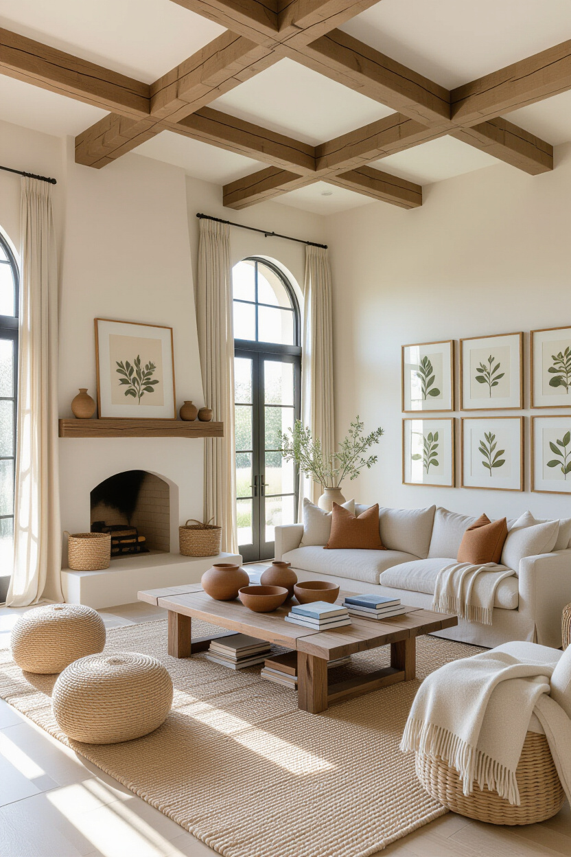 earthy retro living room, earth tone living room, cozy earthy living room, warm earthy living room, earthy living room tv wall