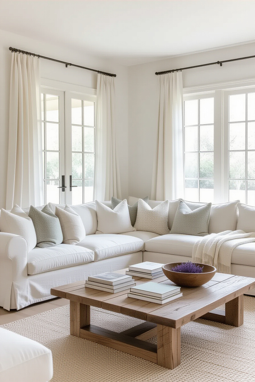 simple living room, small living room decor, modern farmhouse living room, cozy living room design, traditional living room with sectional