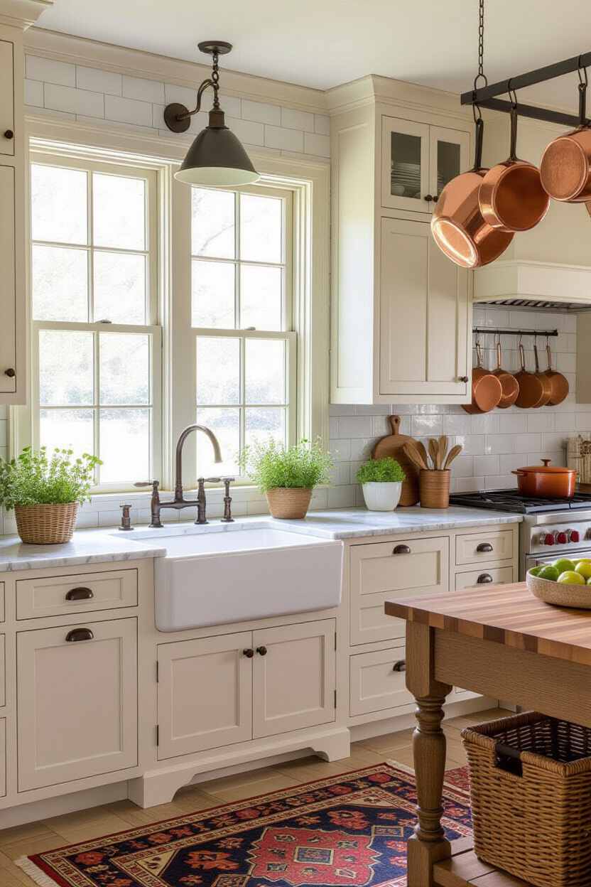 green kitchen, timeless kitchen, lake house kitchen, authentic kitchen, tan island kitchen