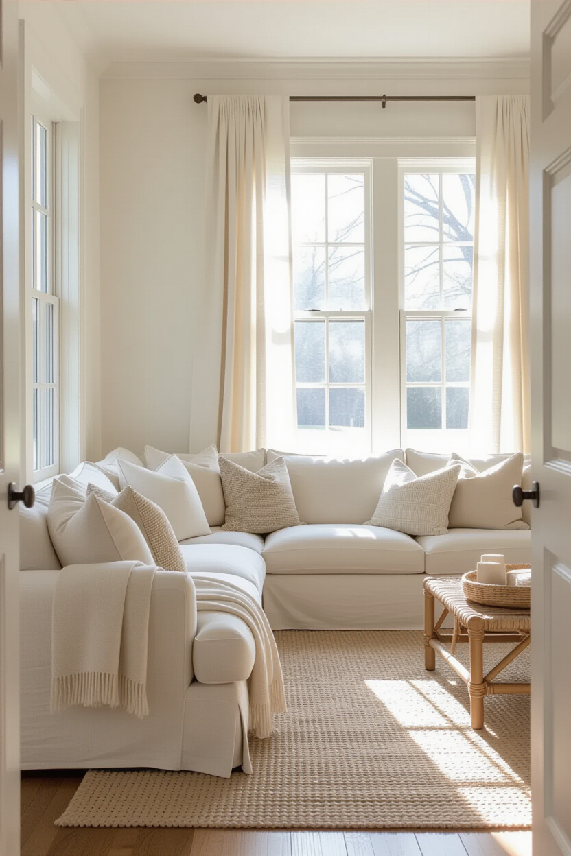 neutral living room, neutral living room ideas, leather couch neutral living room, neutral living room cloud couch, beige transitional living room