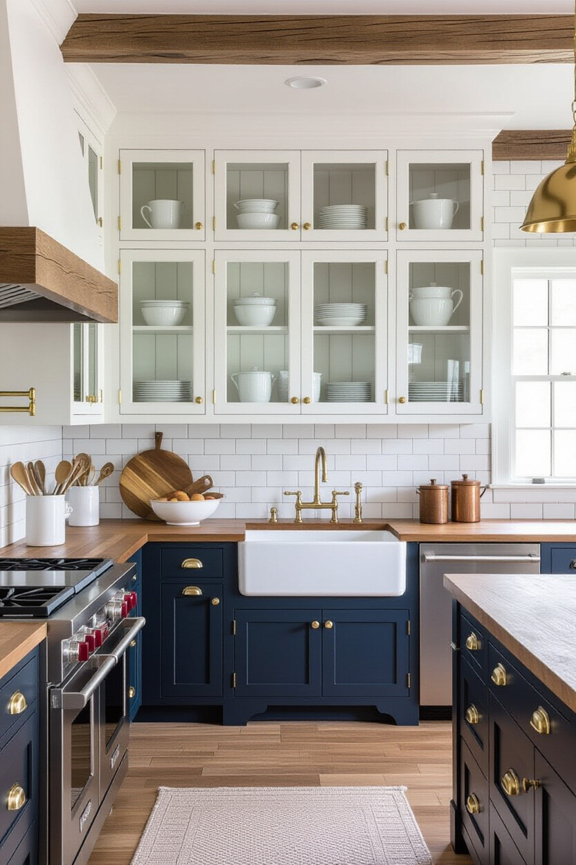 two tone kitchen cabinets, kitchen cabinets color combination, two color kitchen cabinets, aged white kitchen cabinets, kitchen cabinets with silver hardware