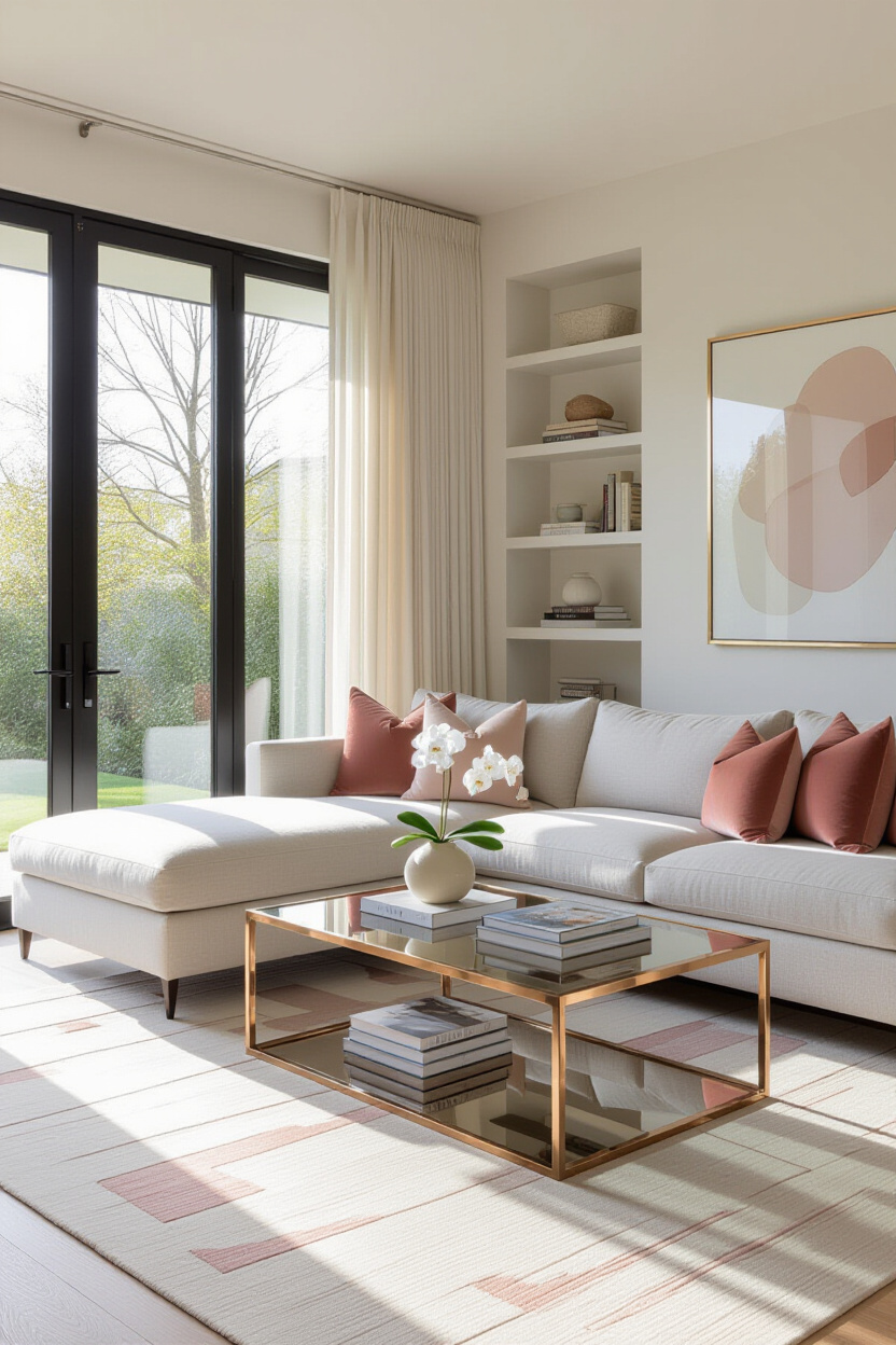 neutral living room, elegant living room decor, white and gold living room, living room designs, modern traditional living room