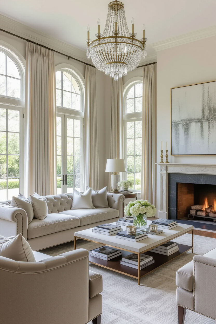 elegant living room decor, glam living room, cream luxury living room, living room designs, living room decor modern