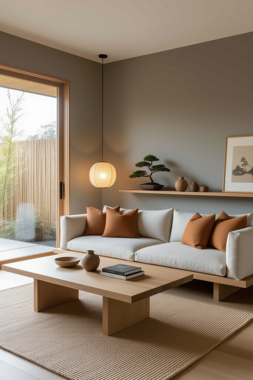 japandi decor, japandi interior design, japandi inspired living room, japandi tv room design, japandi living room design coffee tables
