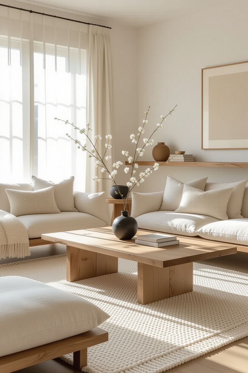 japandi decor, japandi living, bamboo apartment decor, japandi tv room design, japandi living room tv
