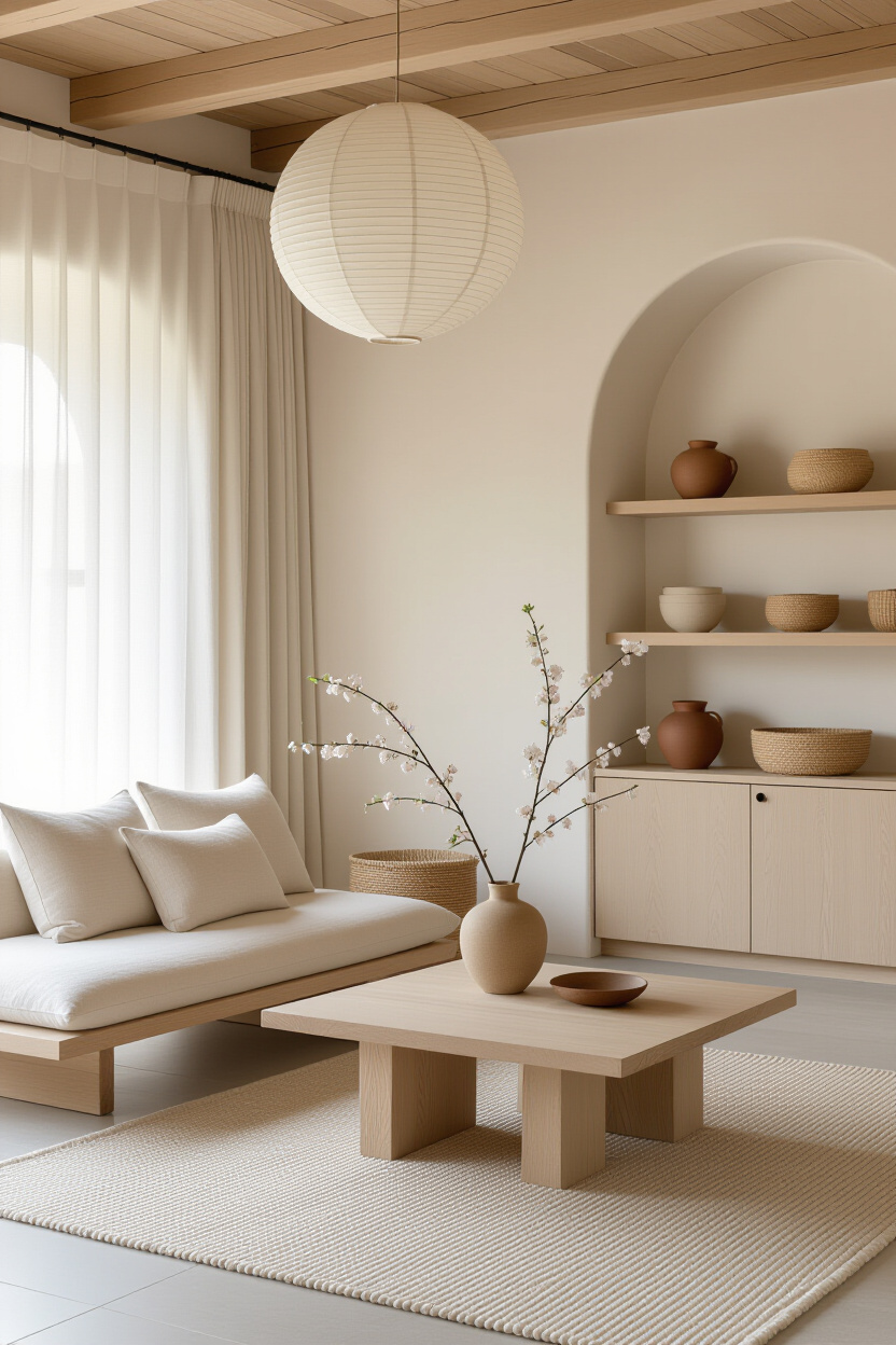 japandi living room design, japandi interior design, japandi style living room, home design living room, japanese living room design