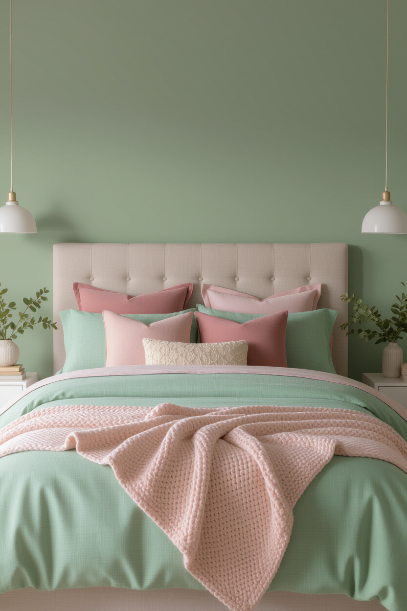 light green bedrooms, sage green bedroom, light sage green bedroom walls, sage green bedroom decor, green accent walls
