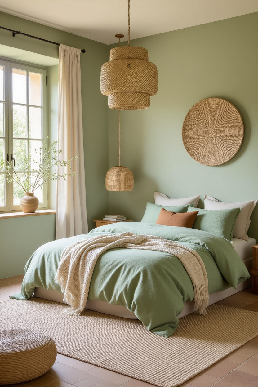 bedroom green, sage green walls, sage green paint bedroom, green accent walls, master bedrooms decor sage green