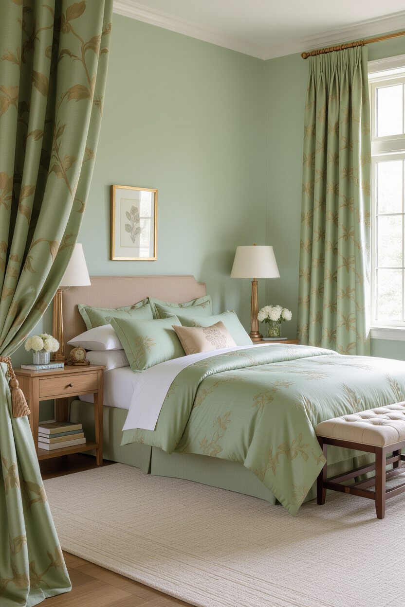 bedroom green, sage green bedroom, light sage green bedroom ideas, green cream bedroom ideas, green rustic bedroom