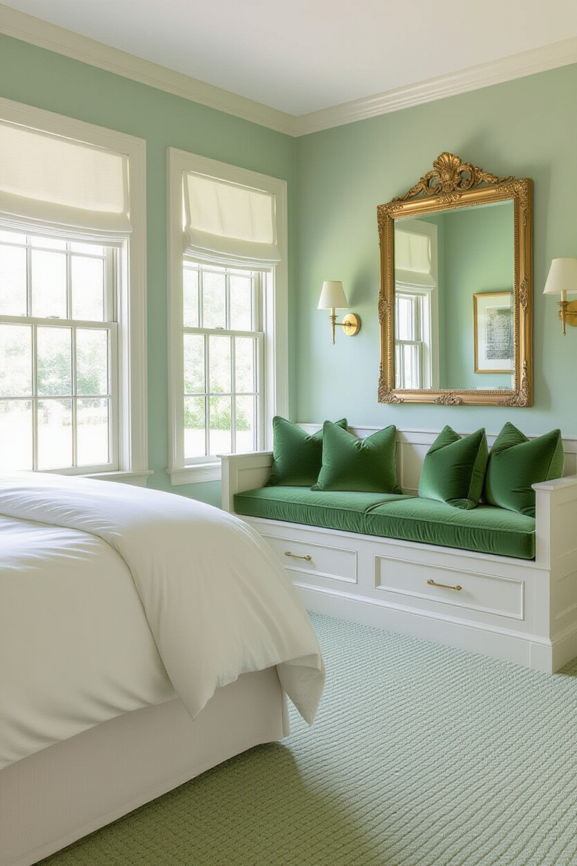 sage green bedroom, sage green walls, green bedroom furniture set, olive green bedroom ideas, sage green colorful bedroom