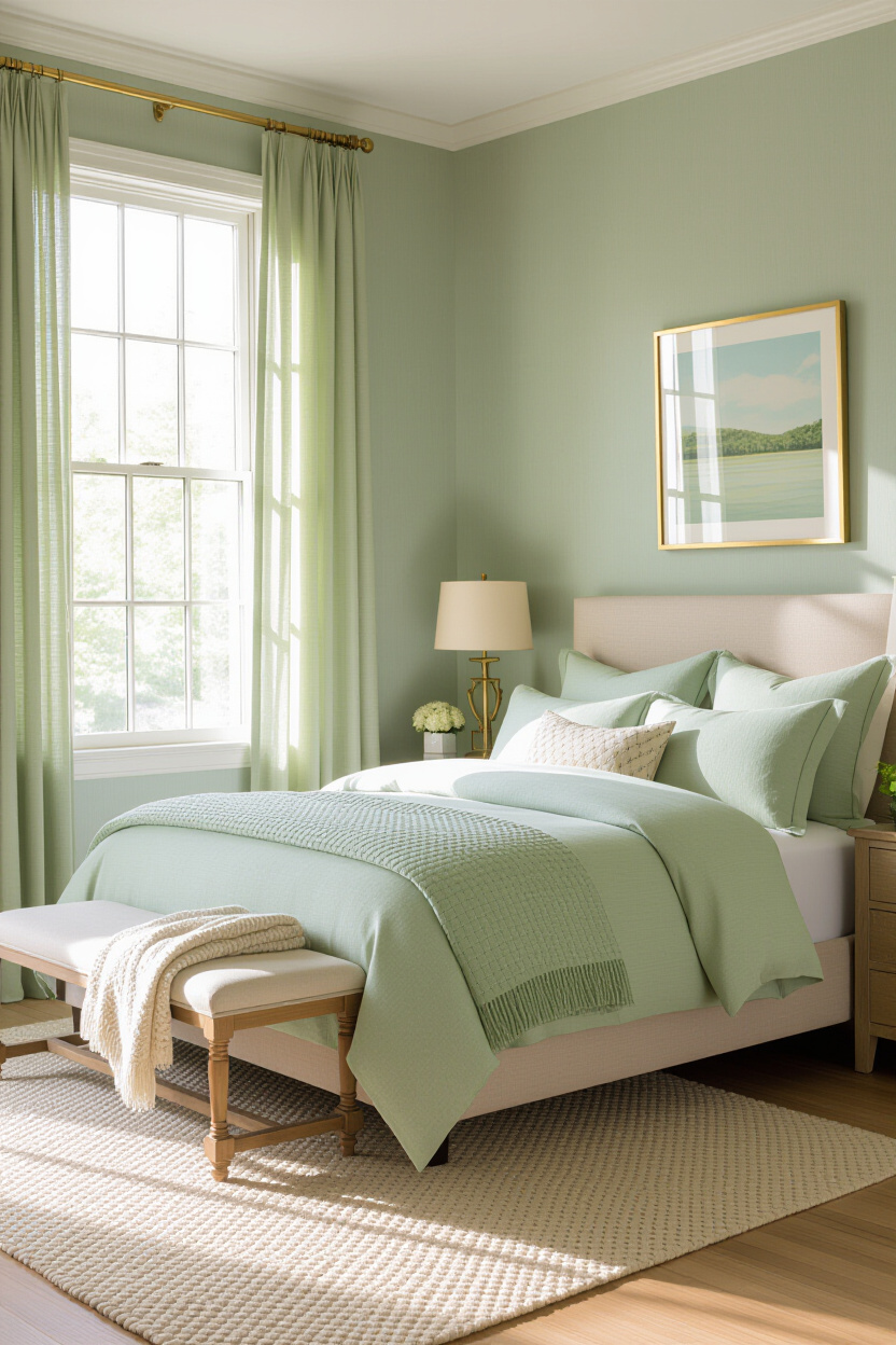sage green walls, sage bedroom, sage green furniture, sage green painted bedroom, mint green furniture bedroom