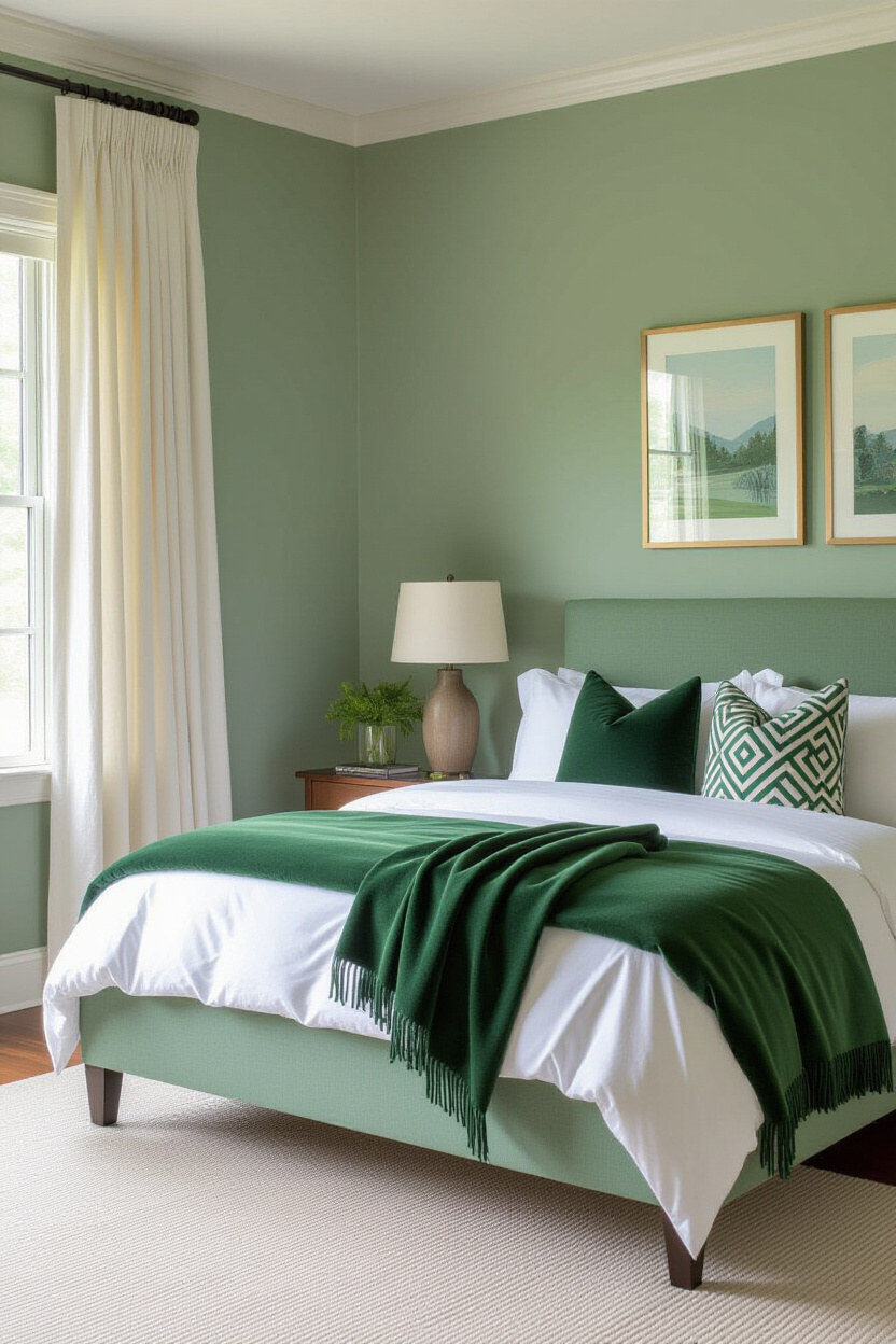 green bedroom decor, bedroom green, bedroom green walls ideas, green gray bedroom walls, sage green farmhouse bedroom