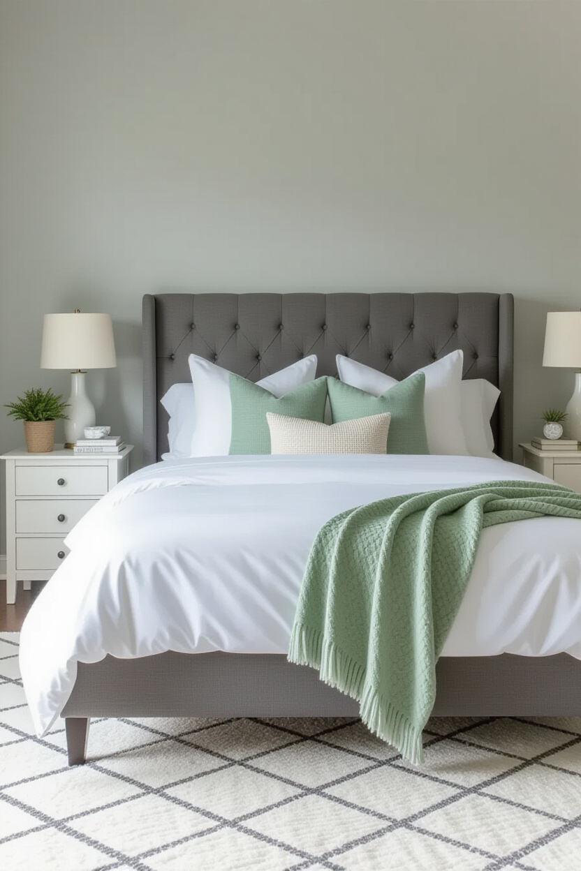 bedroom, modern grey bedroom, grey bedroom design, grey walls bedroom decor, charcol grey bed set